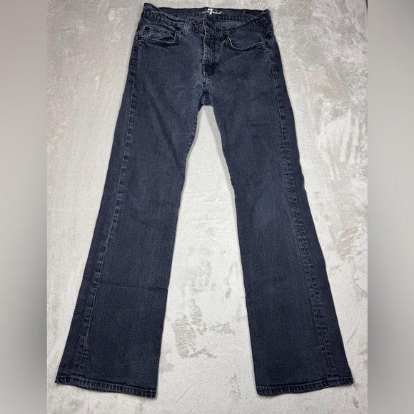 7 For All Mankind Faded Black Bootcut Embroidered Back Pocket Jeans Size 30 - Picture 4 of 16